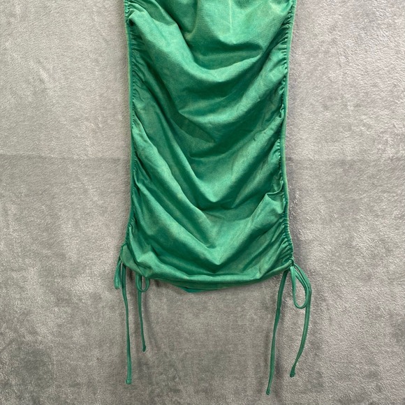 ZARA Dress XS Bodycon Ruched Stretch Kelly Green Club Party Going‎ Out Y2k - Picture 5 of 9